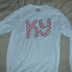 Kids White and Pink Graphic Long Sleeve Shirt